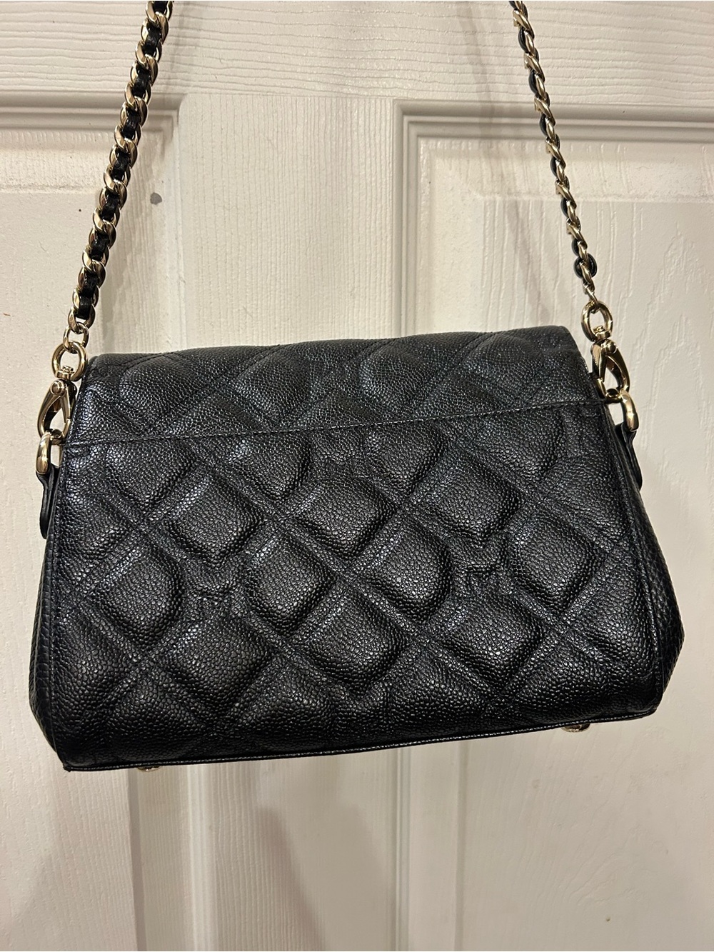 MetroCity Black Quilted Leather Chain Crossbody with Gold Accent - Picture 3 of 3
